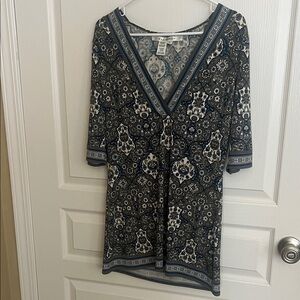 Max Studio Blue and Gray Patterned Dress